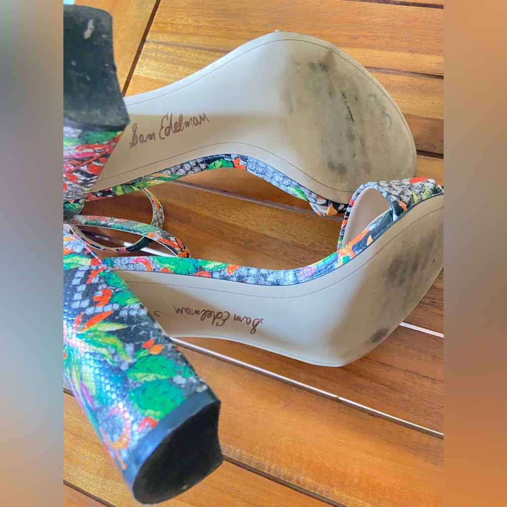 Sam Edelman Yaro-Strap Heel Floral Sandals - Picture 7 of 10